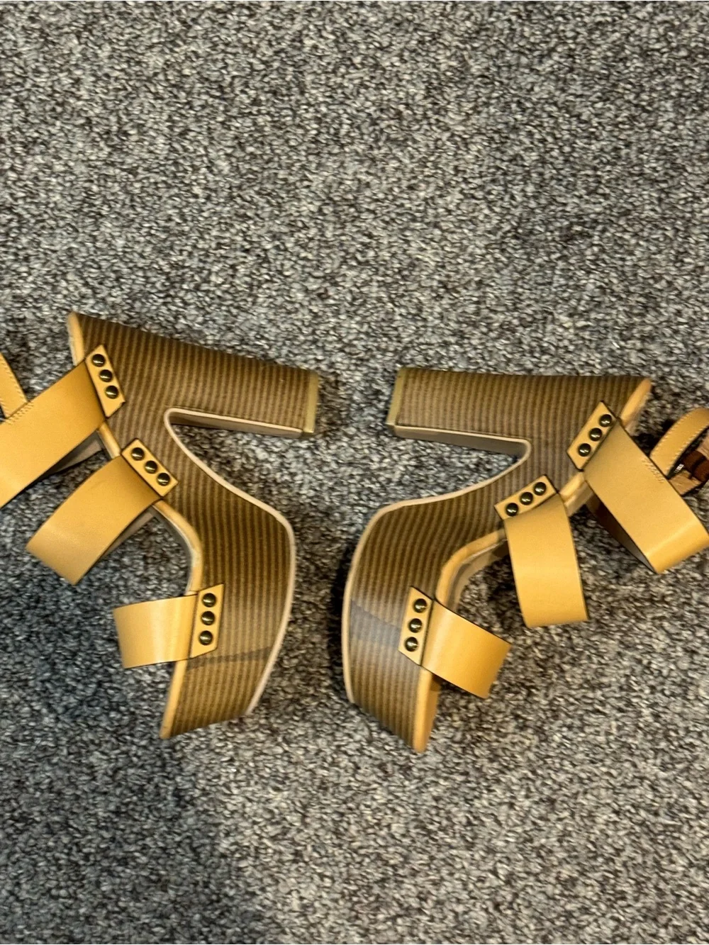 Women's JustFab Tan Platform Strappy Heels